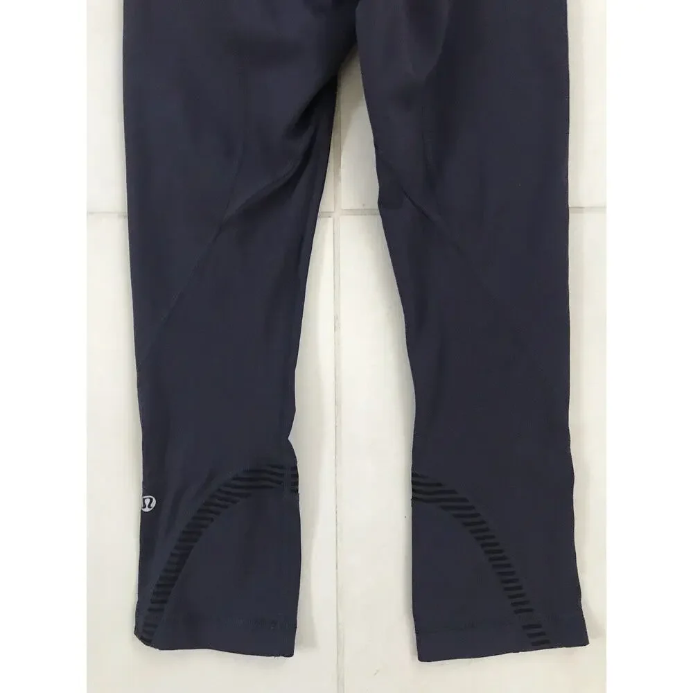 Lululemon Run Stripe Inspire Crop II Activewear Pants Cadet